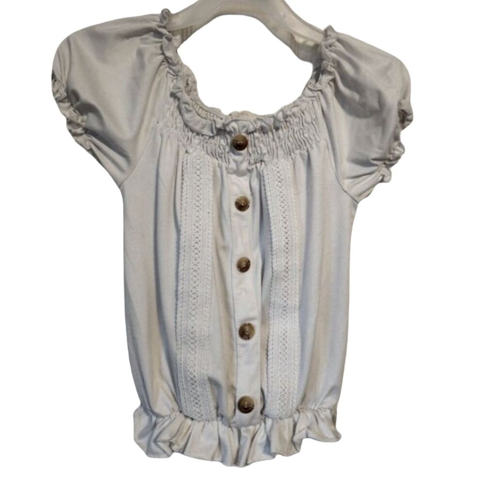 BTWEEN Girls Lace Blouse Puff Sleeve Peasant Top